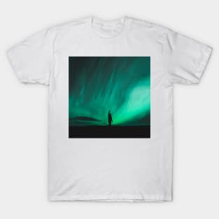 Man Watching The Northern Lights in Iceland T-Shirt